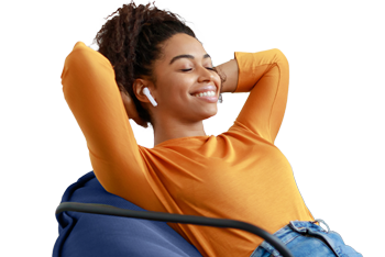 Woman relaxing listening to music